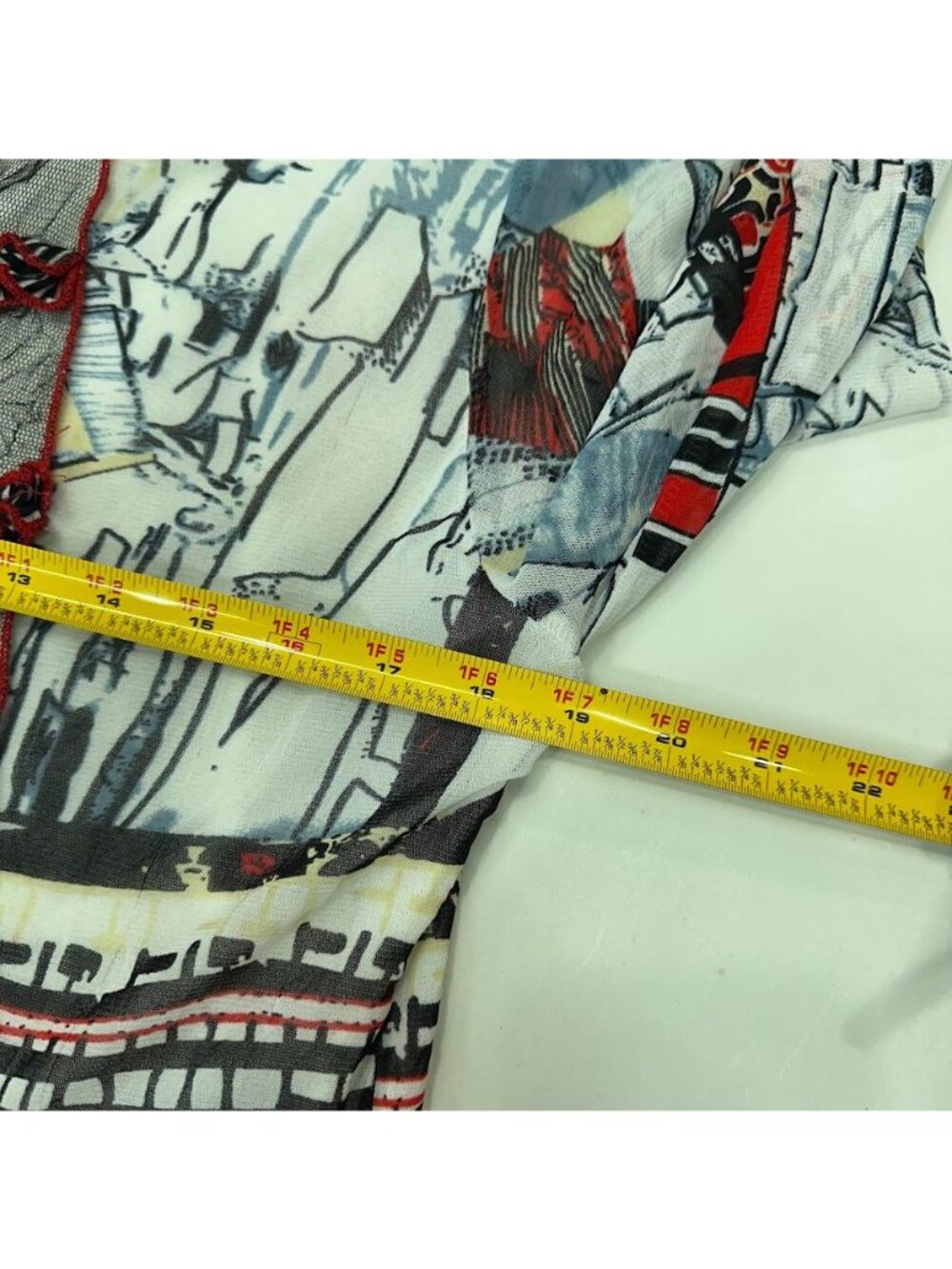 Pretty Angel Patchwork Silk Blend Midi Dress Long Sleeve Scoop Neck Womens Sz XL - Picture 8 of 9
